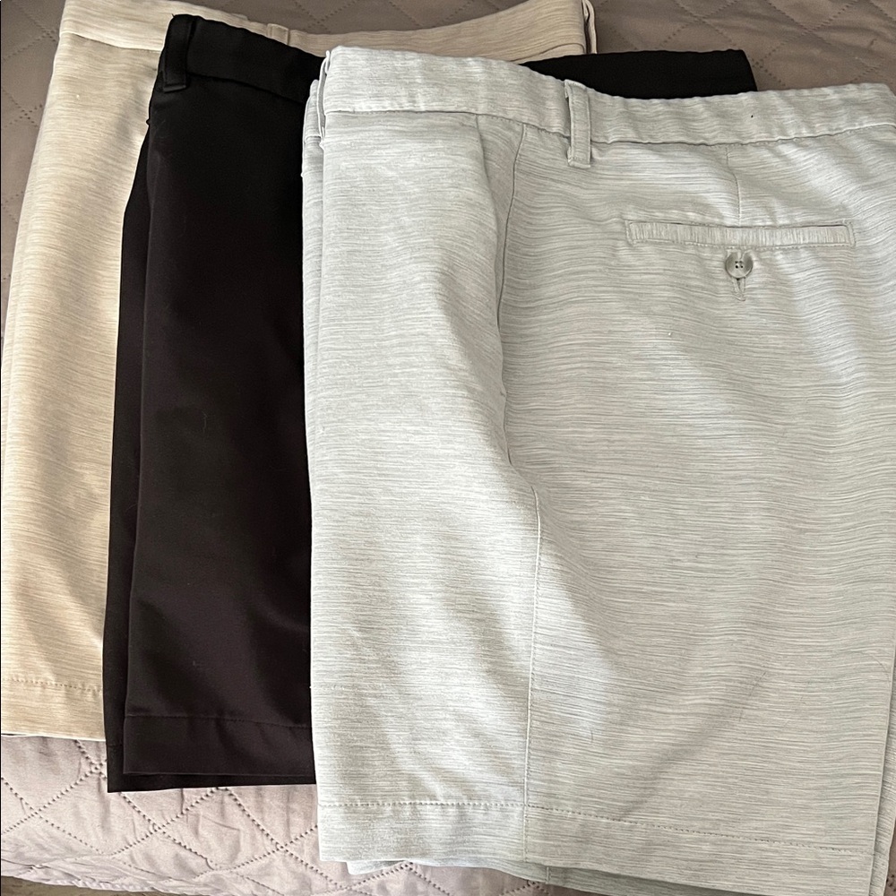 Callaway Men's Flat Front Shorts - Black, Gray, and Tan